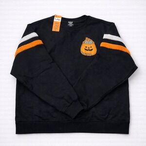 Pusheen Halloween Sweatshirt Womens Small Black Pumpkin Crewneck NWT